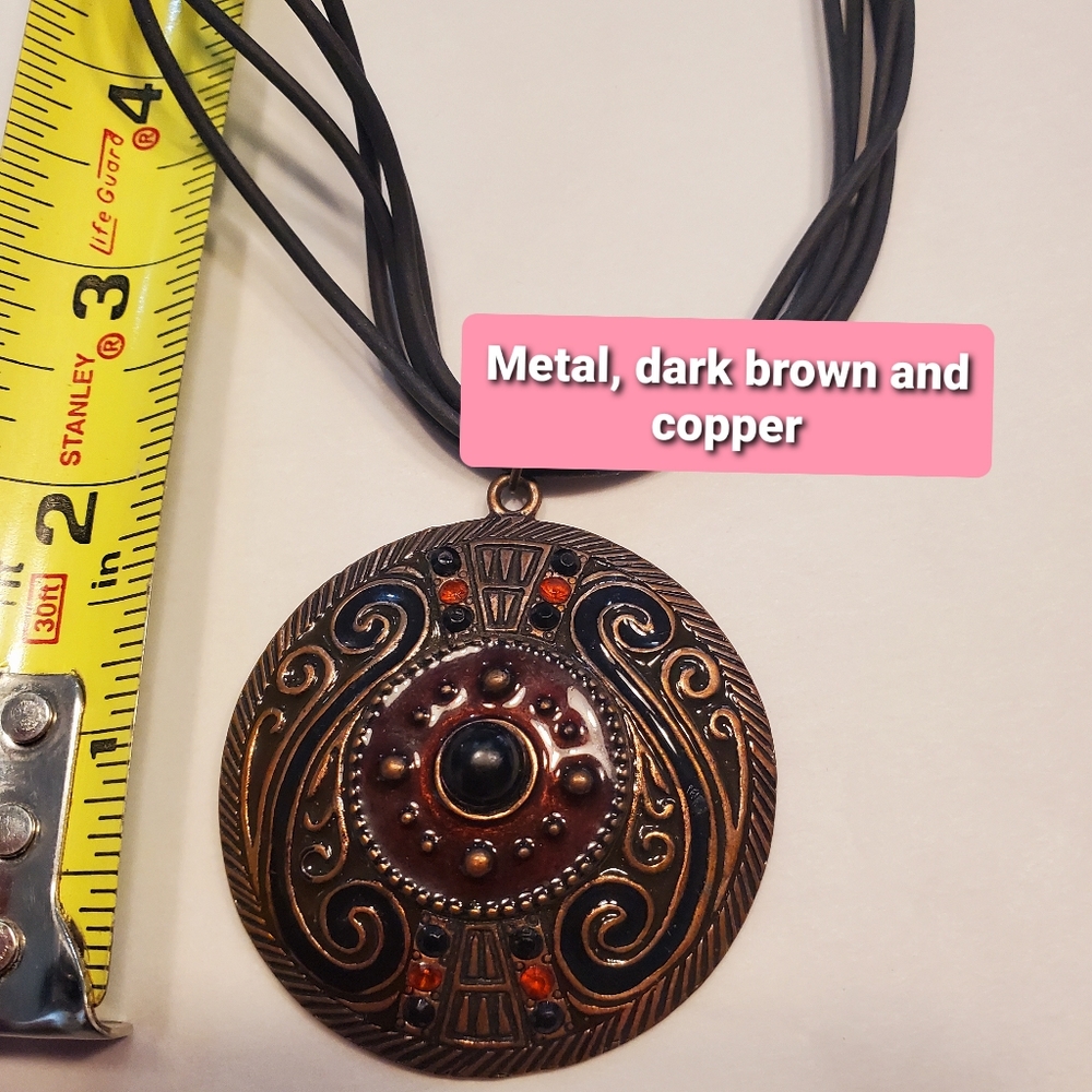 Brown-copper necklace with medallion